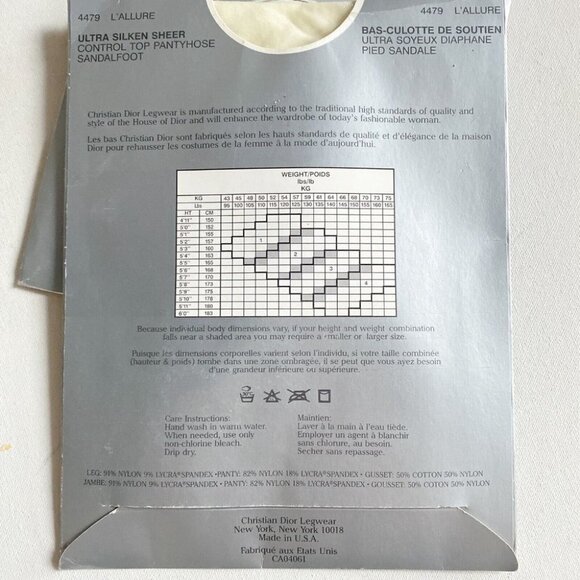 2X Vintage Christian Dior White Ultra Sheer Control Top Pantyhose SZ 2 - Picture 7 of 7